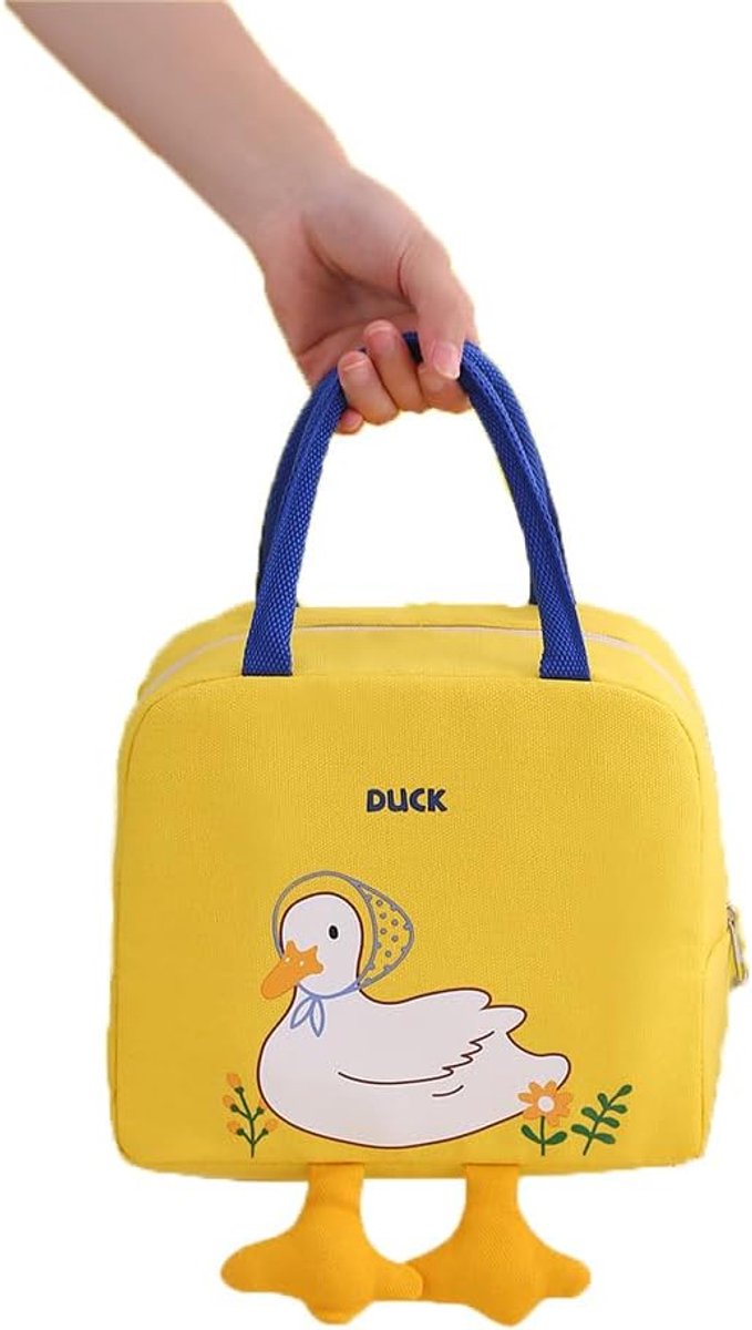 Lunchtas - Geïsoleerde Koeltas met Eend-Design - Duurzame Lunchtas voor Werk, School en Picknick - Met Extra Opbergvak - 3 Uur Warm / 4 Uur Koel