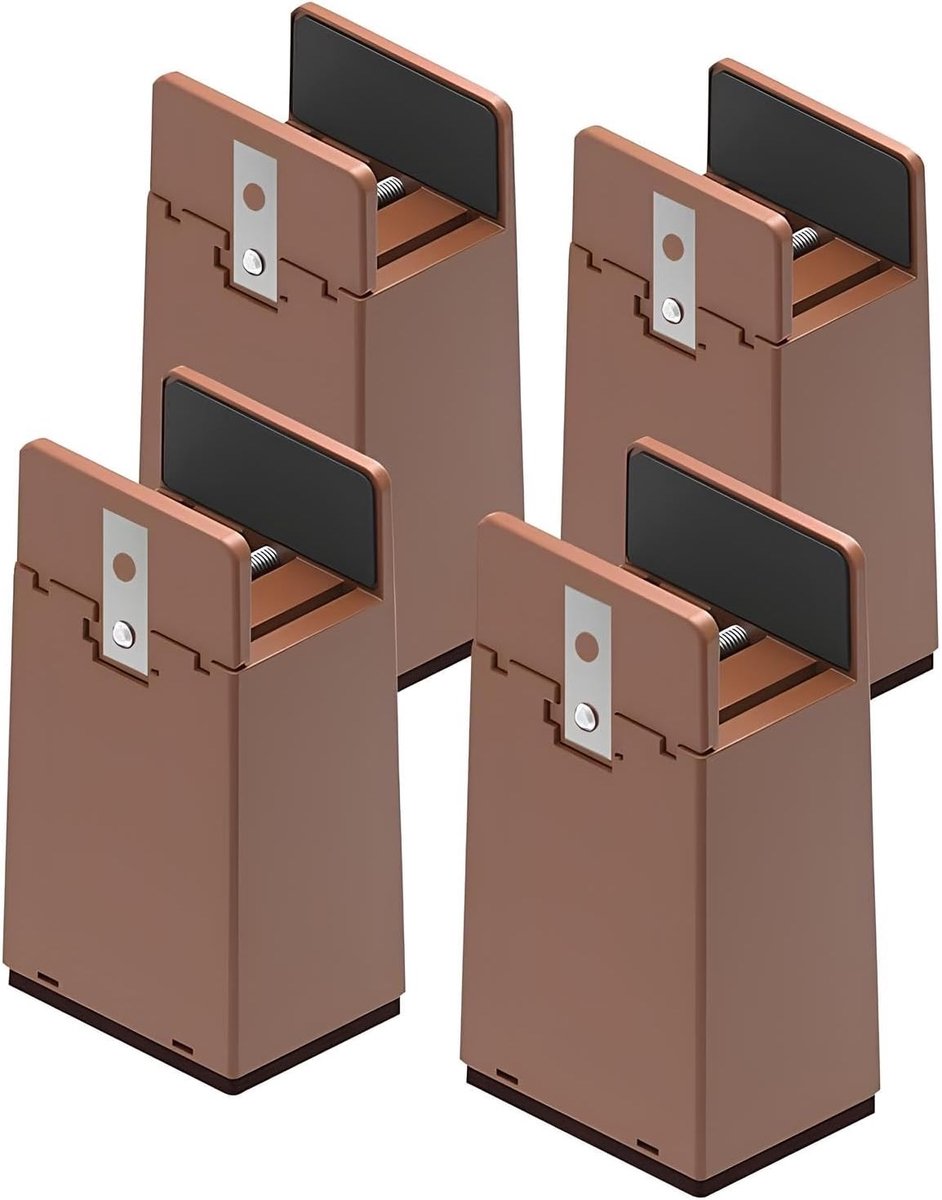 VHV - Meubelverhogers - Verstelbare verhogers voor stoel, tafel, bed en bureau - 4 hoogtestanden - Verhoogt met 100 mm - Voor bladdikte 10-37 mm - Donkerbruin