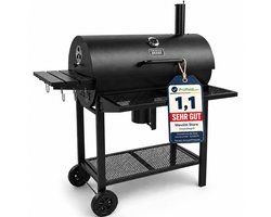 Houtskool BBQ - Smoker Barbecue XL - BBQ met Wielen - 70x37cm Grilloppervlak - Zijpanelen - Zwart