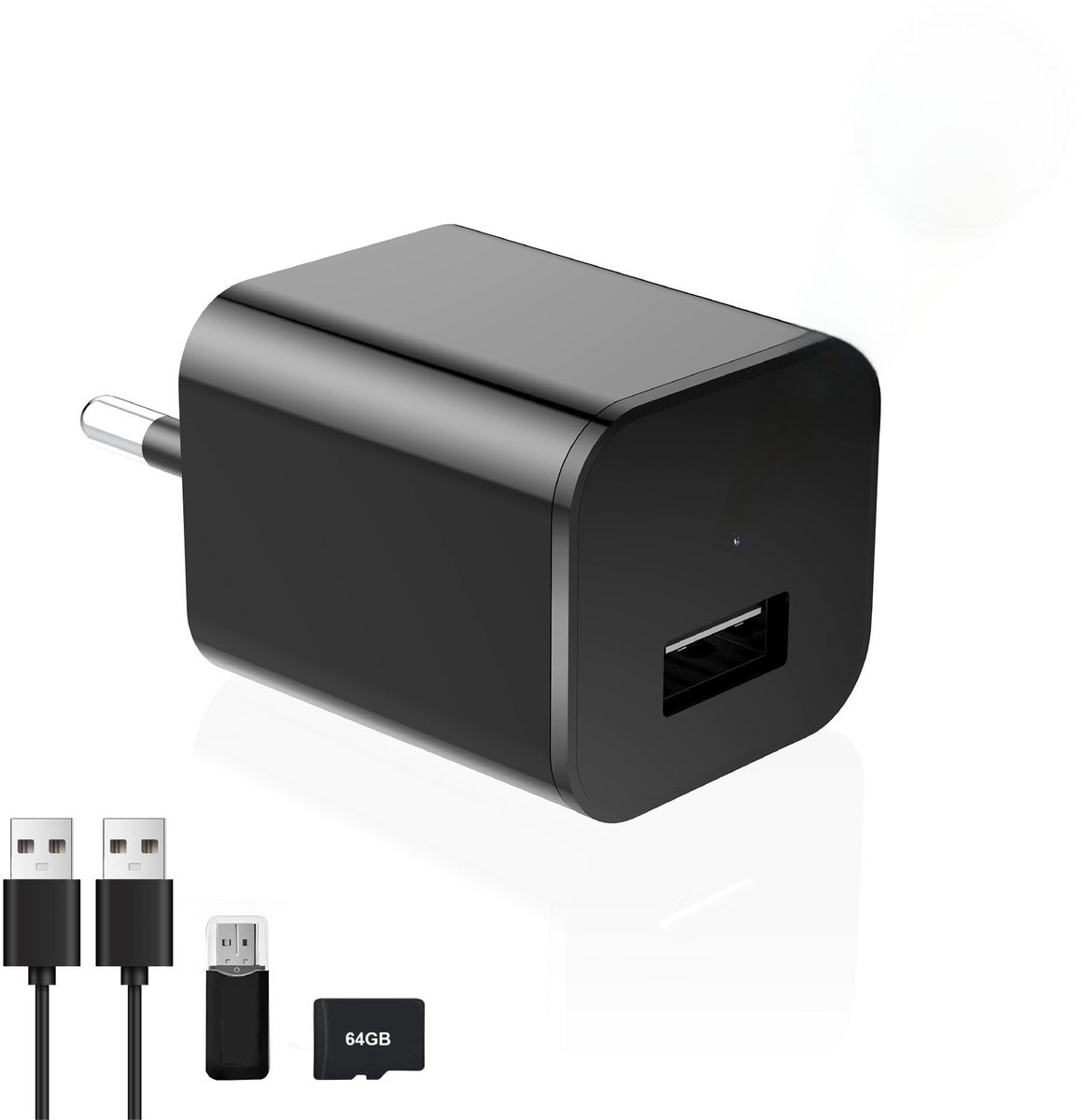 SnelShoppen - Spionagecamera Verborgen Camera 64GB USB Oplader, 1080P HD Beveiligingscamera met Bewegingsdetectie, Draagbaar Mini Camera voor Huis en