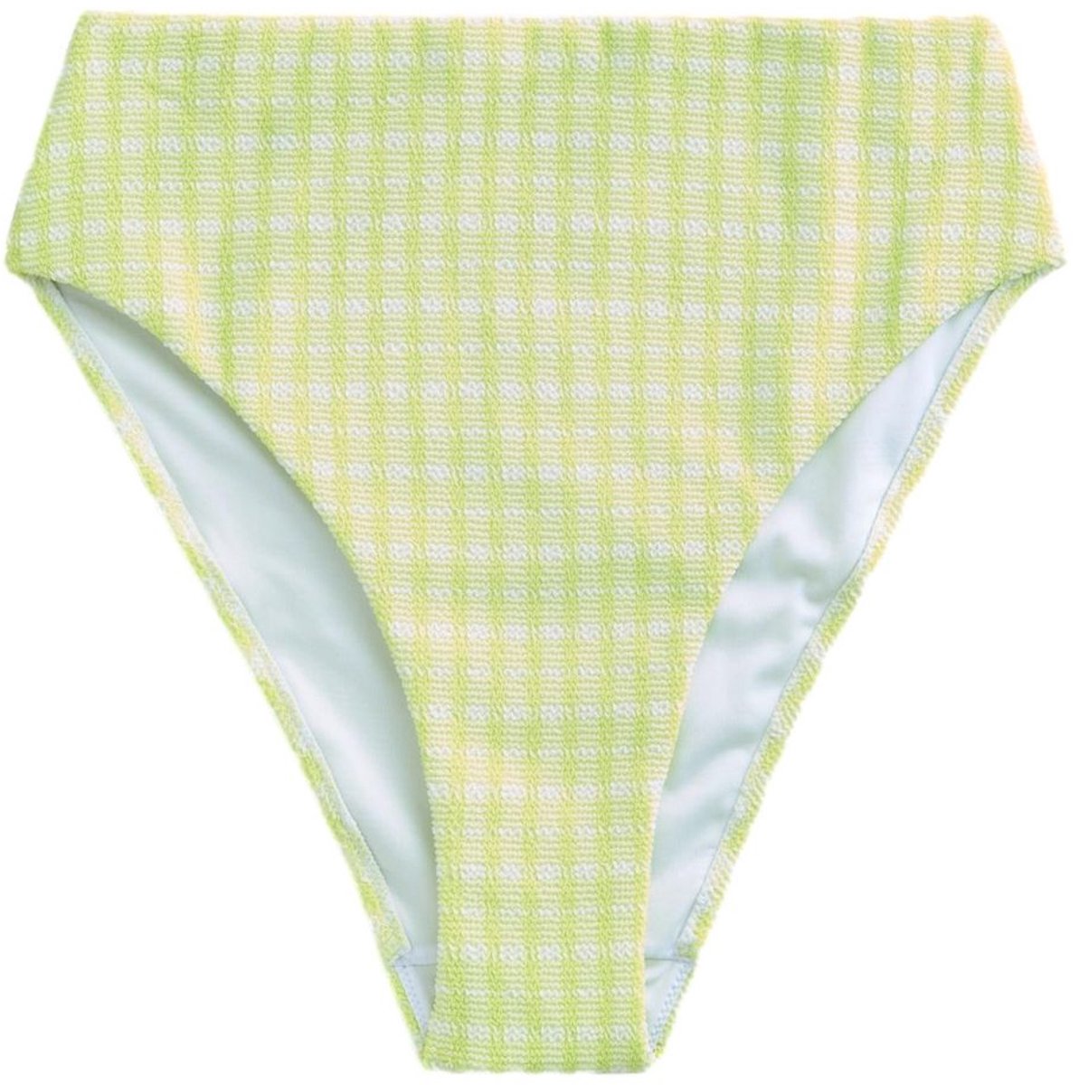 Next Dames - Bikinibroekje met hoge taille - Groen Lime Green Gingham Crinkle
