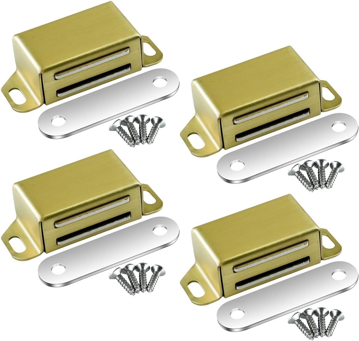 SnelShoppen - Magnetische Sluitingen voor Keuken Kasten, Sterke 14 kg Magneet Sluiters, RVS, Deuren, Lades, Kindveilig, Goud (Pak van 4)