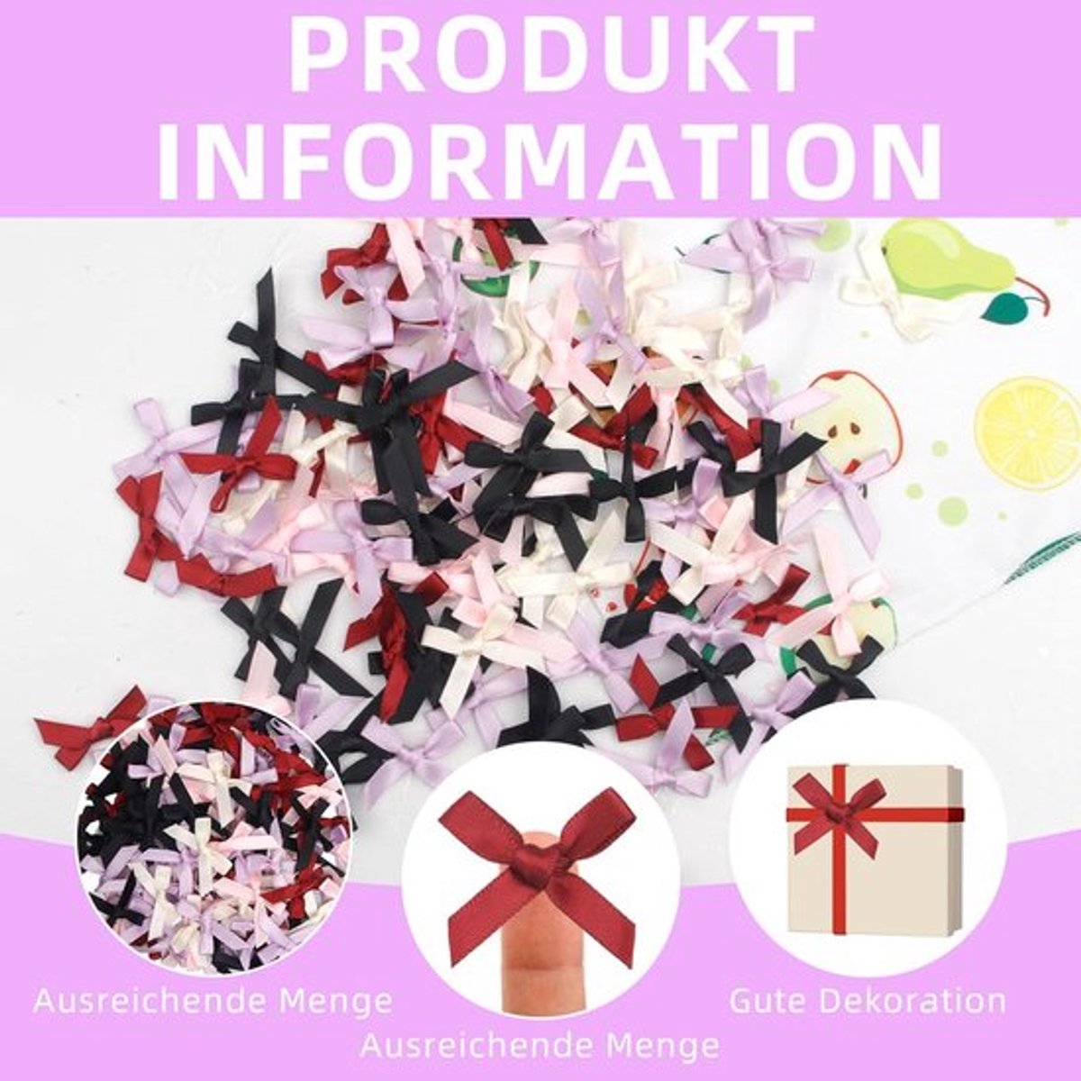 Mini-strikken met linten in diverse kleuren voor geschenken, haarspelden, boeketten
