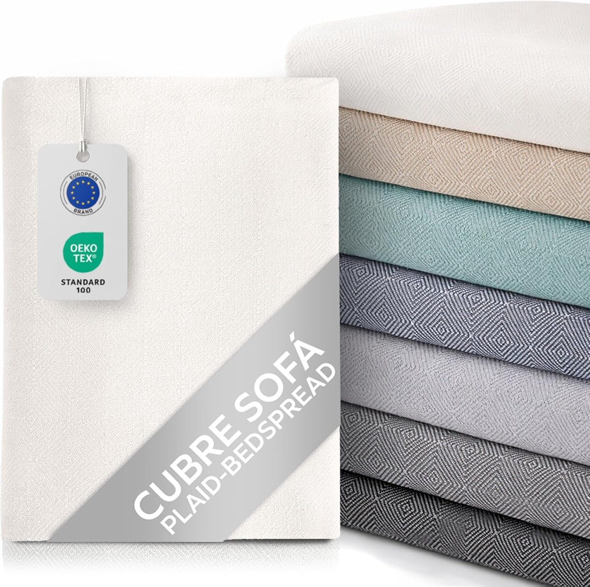 SnelShoppen - Jacquard Bedspread 130x180 cm - Multifunctionele XXL Bedsprei, Sofa Throw & Plaid - 100% Katoen, Ademend & Lichtgewicht - OEKO-TEX Gecer