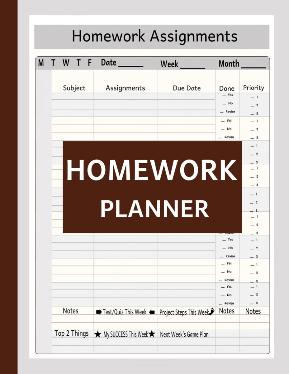SnelShoppen - ADHD Huiswerk Planner voor Studenten - Ongeplande Wekelijkse & Dagelijkse Indelingen - Inclusief Prioriteitsaanwijzingen - Opdrachten No