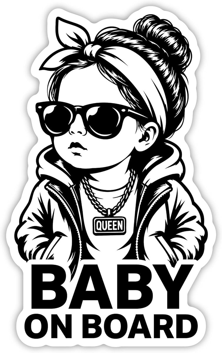 SnelShoppen - Baby on Board Auto Sticker - Kind in Auto Vinyl Decal 15 x 9.5 cm, Weerbestendig en UV Bestendig, Zelfklevend Gelamineerd, Krasbestendig