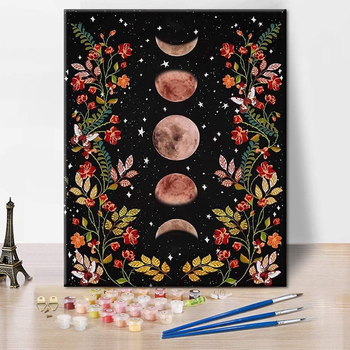 SnelShoppen - Schilderen op Nummer - Maanschijn Tuin Schilderij - 40 x 50 cm - DIY Kunstset voor Volwassenen en Kinderen - Uniek Cadeau - Acrylverf en
