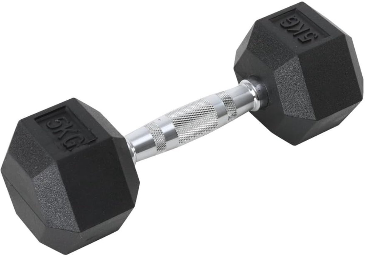 SnelShoppen - Hexagon Dumbbells 5 kg - Zeshoekige Halters voor Fitness - Ergonomische Rubber Coating - Ideaal voor Push-Ups en Thuisworkouts - Profess