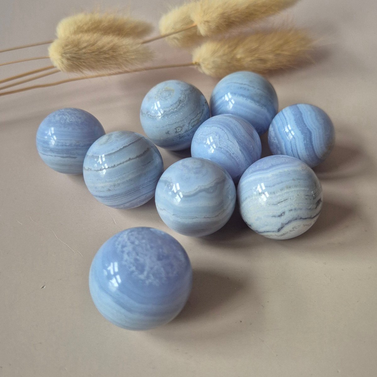 Kristallen Bol Blue Lace Agate (3-4 cm) Edelsteen Sphere - Kalmte • Zachte communicatie • Innerlijke vrede