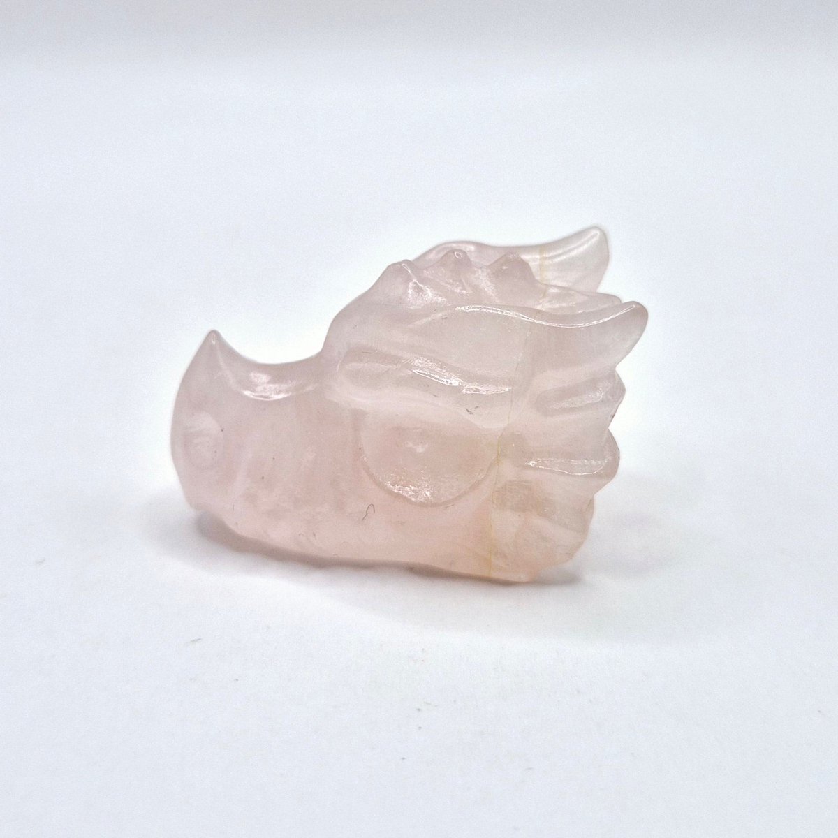 Draken Schedel van Edelsteen (4 cm) - Rozenkwarts Dragon Skull