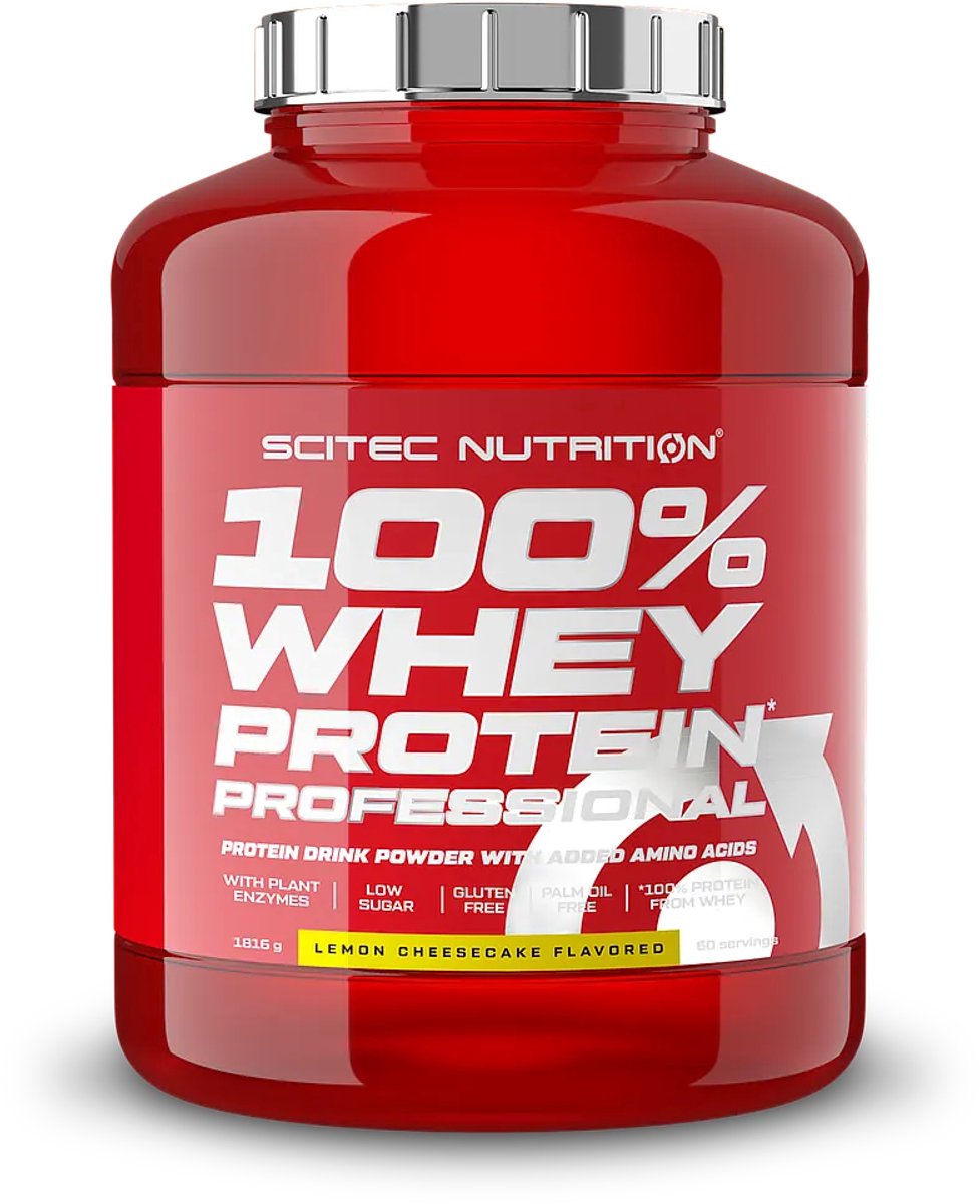Scitec Nutrition® - 100% Whey Protein Professional (1816 gram - Lemon/Cheesecake) - Citroen/Cheesecake - 60 eiwitshakes - Premium proteine poeder - eiwitpoeder met aminozuren