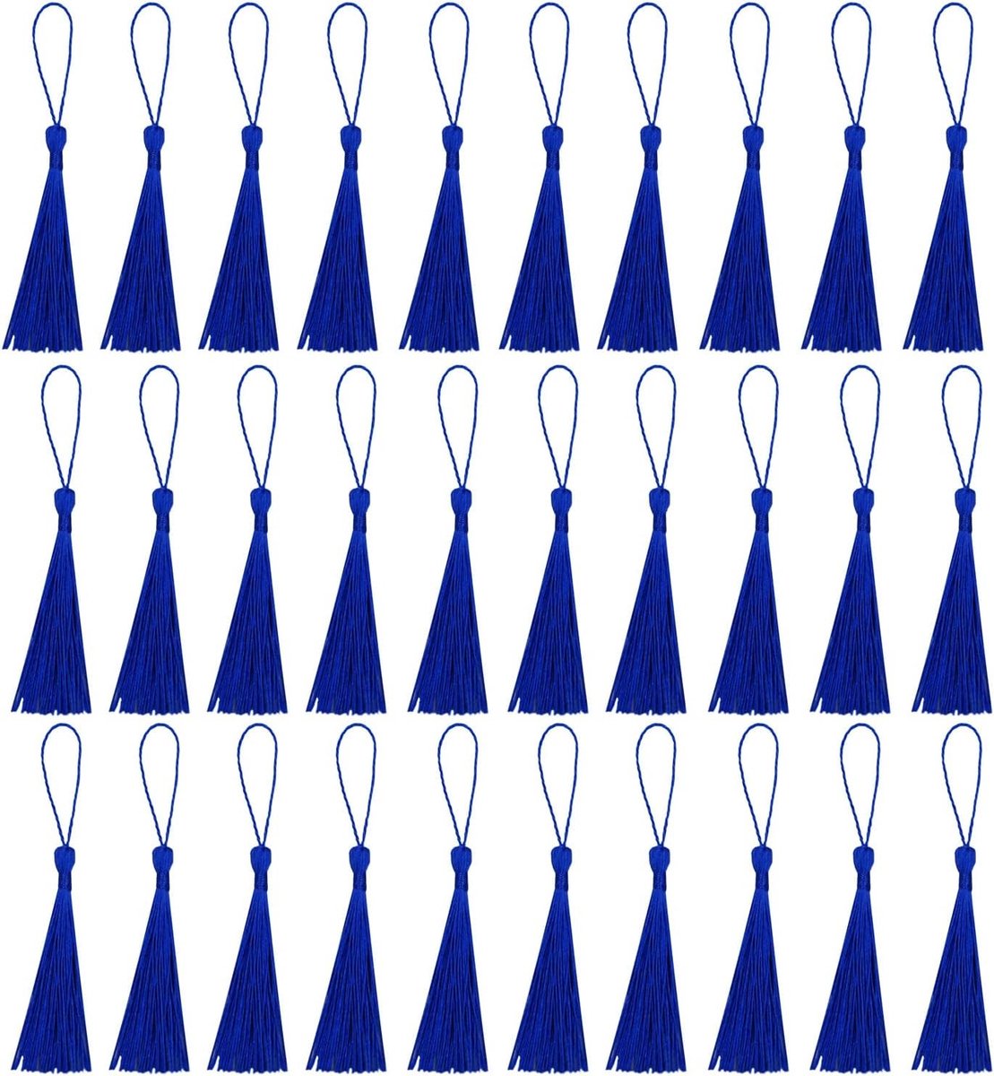 Handgemaakte Mini Tassels voor Boekenleggers - 30 Stuks Silky Tassels voor Resin DIY, Creatieve Knutselbenodigdheden en Thuisdecoratie (Lichtblauw)