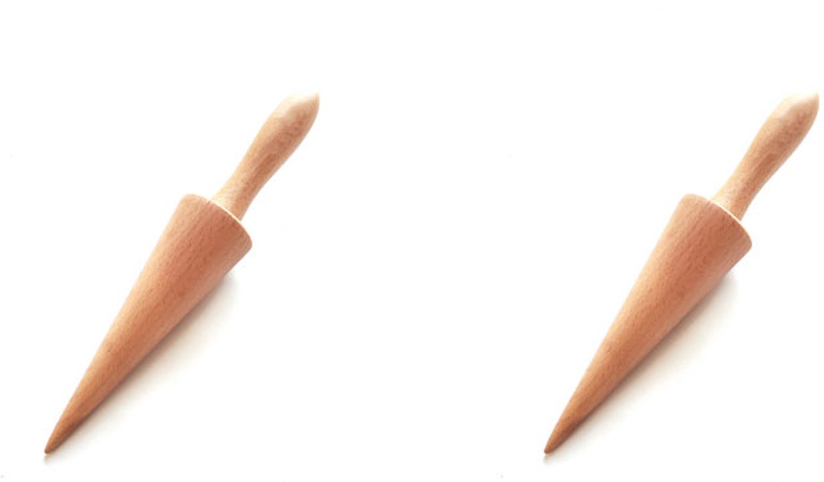 2-stuks Wafelhoorntjesroller - IJshoorntjesvorm - Doe-het-zelf reliëfhoorntjesroller - 24x4,4x4,4 cm - Geschikt voor ijshoorntjes, wafels, loempia's, Italiaanse pizza's en ideaal voor thuisbakken, cafés en patisserieën -Bruin.