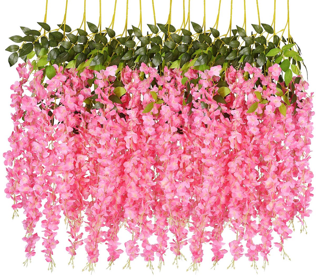 SnelShoppen - 6 Stuks Kunstmatige Blauweregen Wijnstok Ratta, Hangende Slinger, Zijde Bloemen, 3,75 Voet, Roze, Perfect voor Bruiloft, Thuis en Feestd
