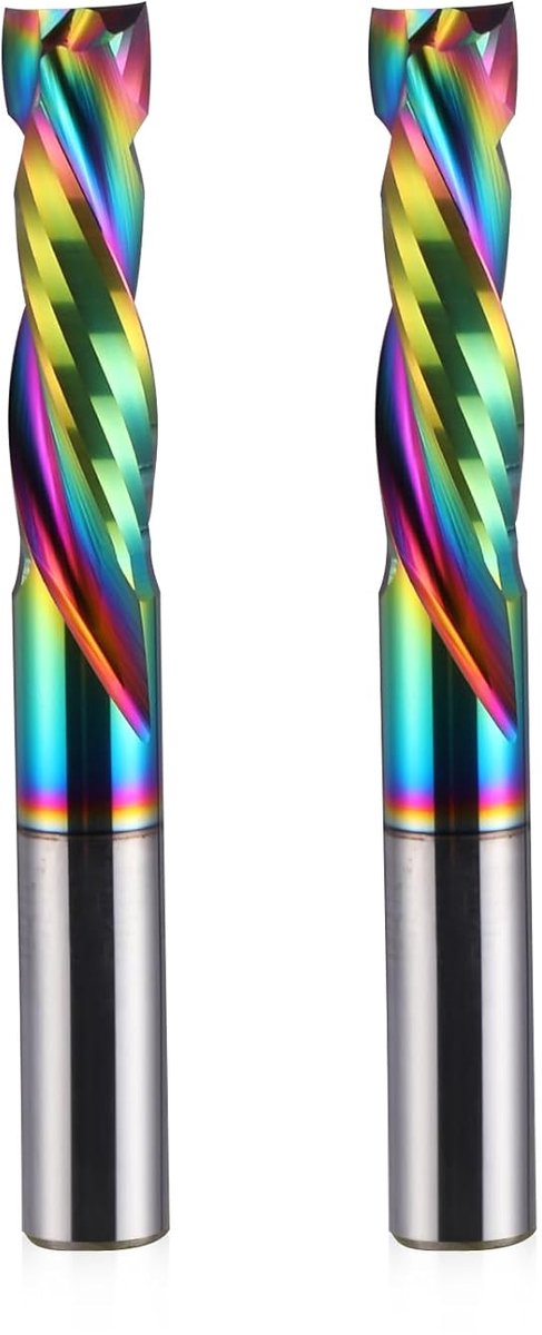 SnelShoppen - DLC Coating CNC Frees Cutter 6mm, 2 Fluiten Spiral Houtbewerking, Compression Milling Tool, 6mm Snijdiameter, 22mm CEL