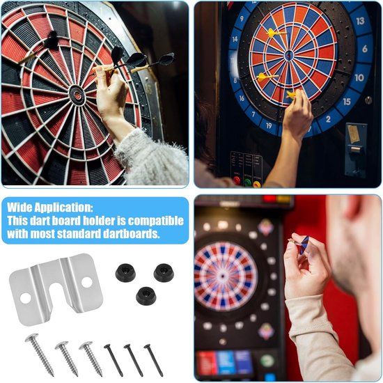 Dartbord Ophangsysteem - Muurbevestiging Kit - Stalen Dart Games - 3 Set Inclusief - Compact Formaat - Zilver Zwart van Merkloos — afbeelding 3