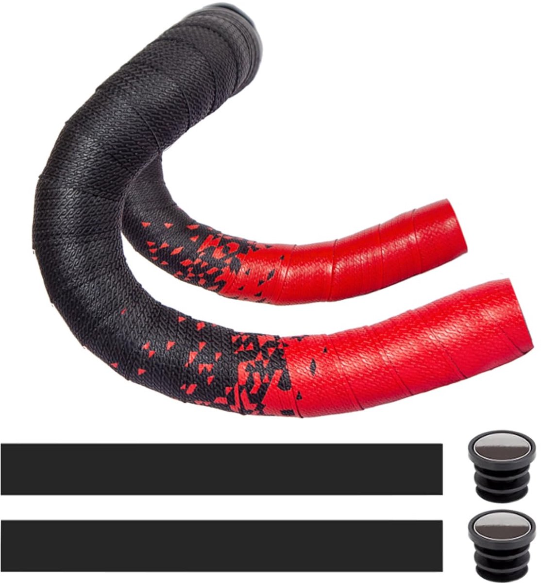 SnelShoppen - Fietsstuur Tape PU Leer - Handlebar Grip Tape - Ademend en Schokabsorberend - Non-slip Fietshandvatten - Gradient Rood - Voor Racefietse