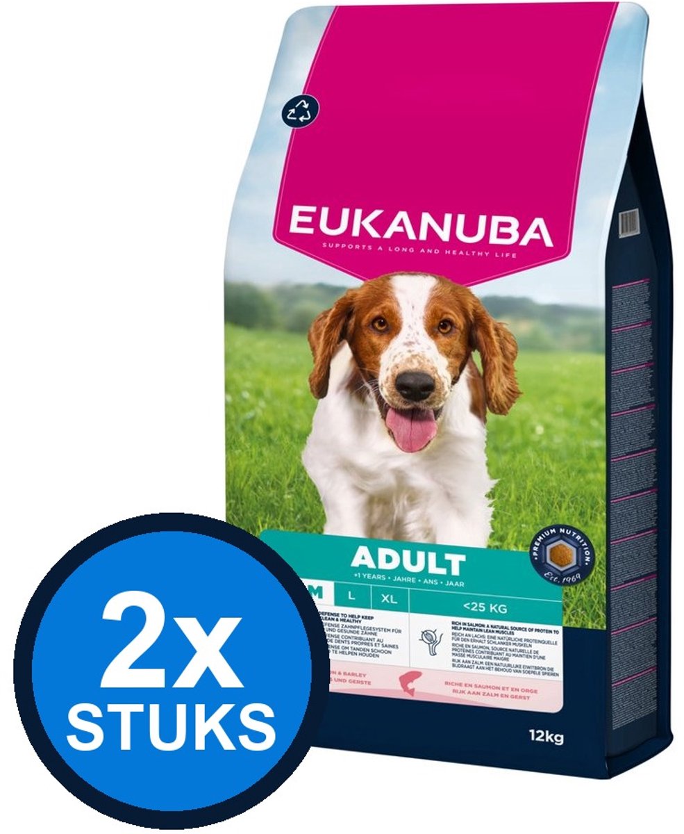 2x Eukanuba - Life Care dog adult small/medium salmon&barley 12kg