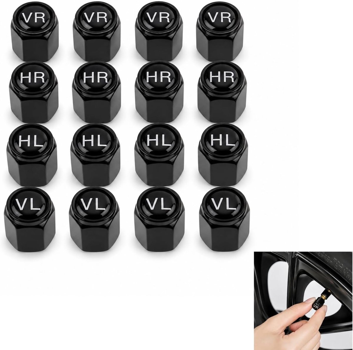 SnelShoppen - 16 Stuks Ventieldopjes Auto - Aluminiumlegering - Universele Ventieldopjes voor Auto, Fiets, Motor - Zwart - Lichtgewicht, Roestvrij, Du