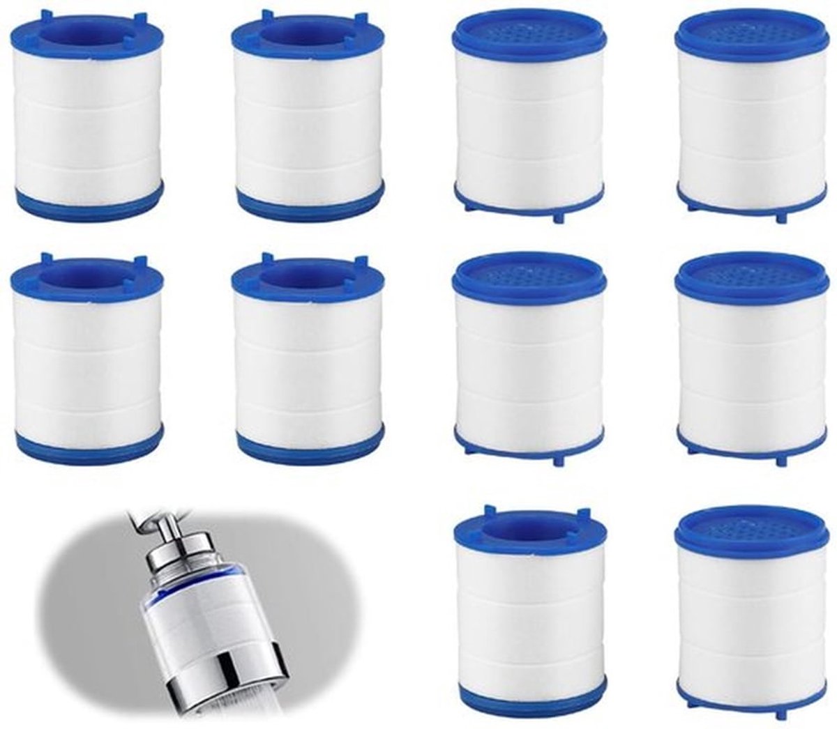 10 stuks filterelement voor waterkraan ontkalker, PP-katoenen filter, keuken en badkamerilter opzetstuk