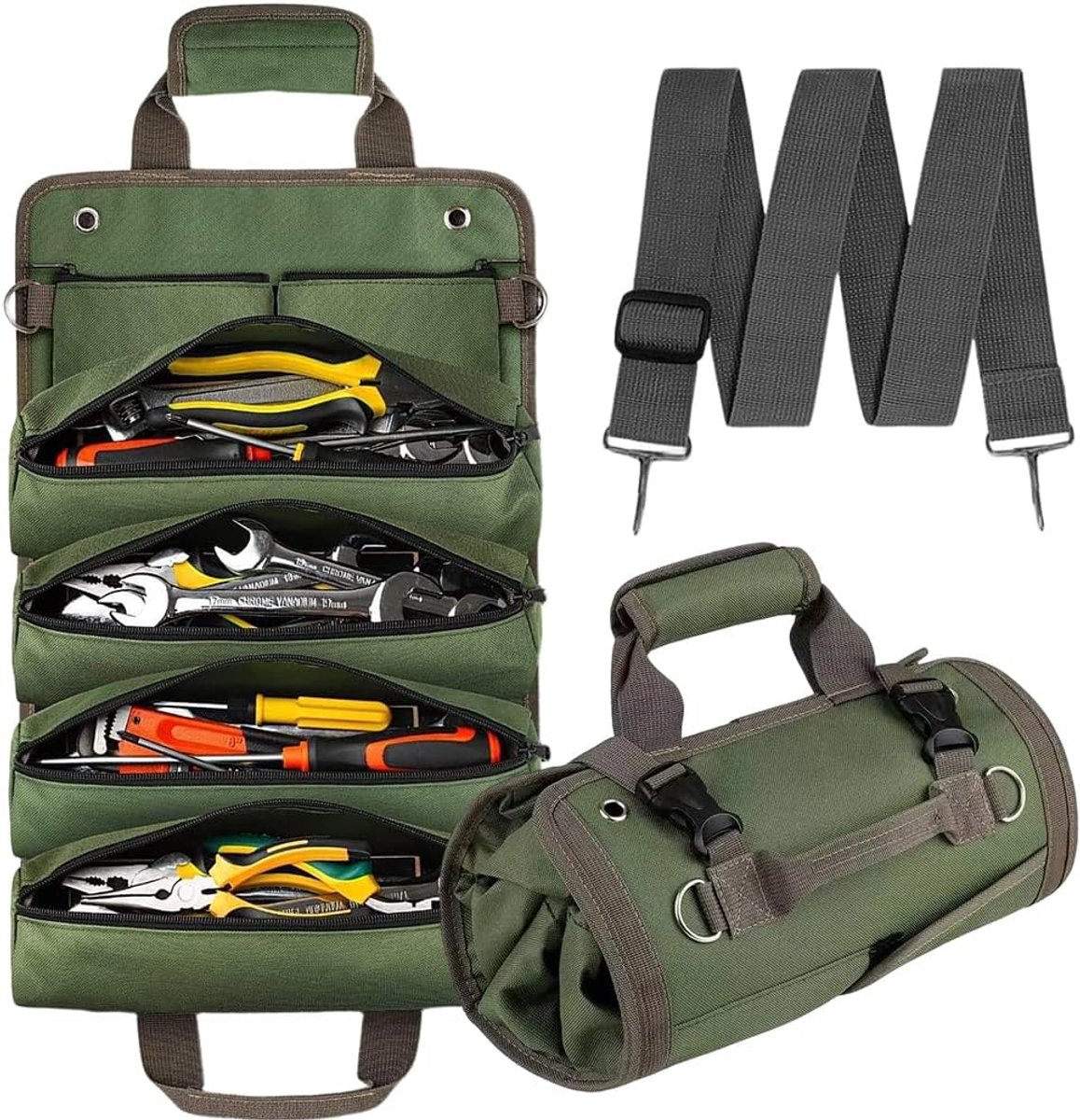 SnelShoppen - Tool Belt, Tool Case, Tool Organizer, Tool Backpack, Rollable Tool Bag, Robuuste Gereedschapszak voor Mannen, Ideaal voor Klusjes, Werkp