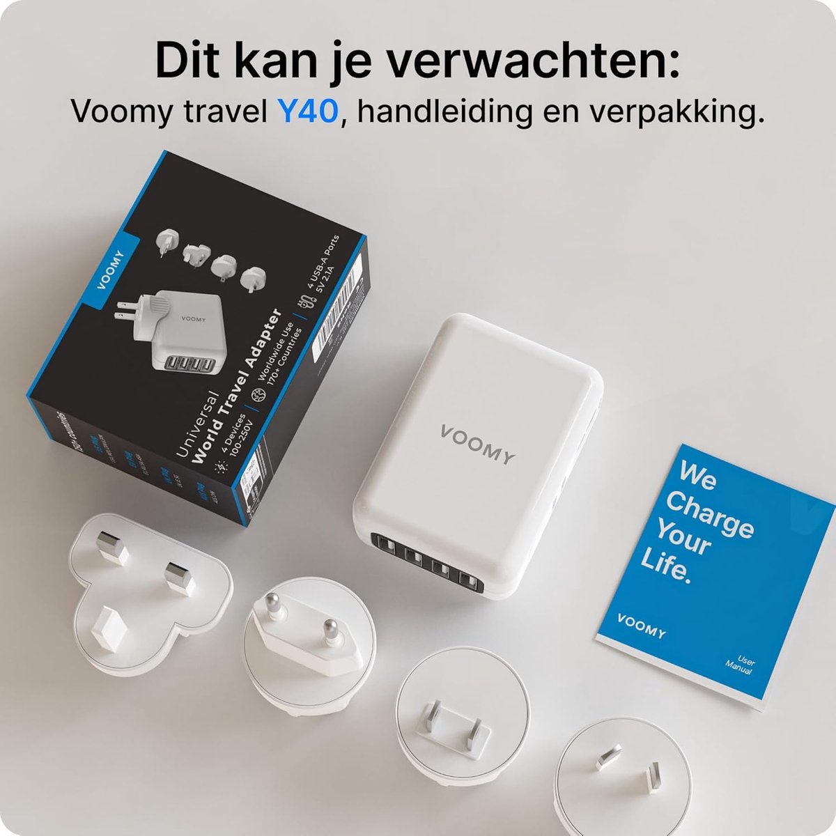 SnelShoppen - Voomy World Plug Reisadapter Engeland met 2 USB-C en 2 USB-A, Opvouwbaar, Brandvertragende Materialen, Compact en Lichtgewicht voor Vaka — cadeau in Gadgets - foto 6
