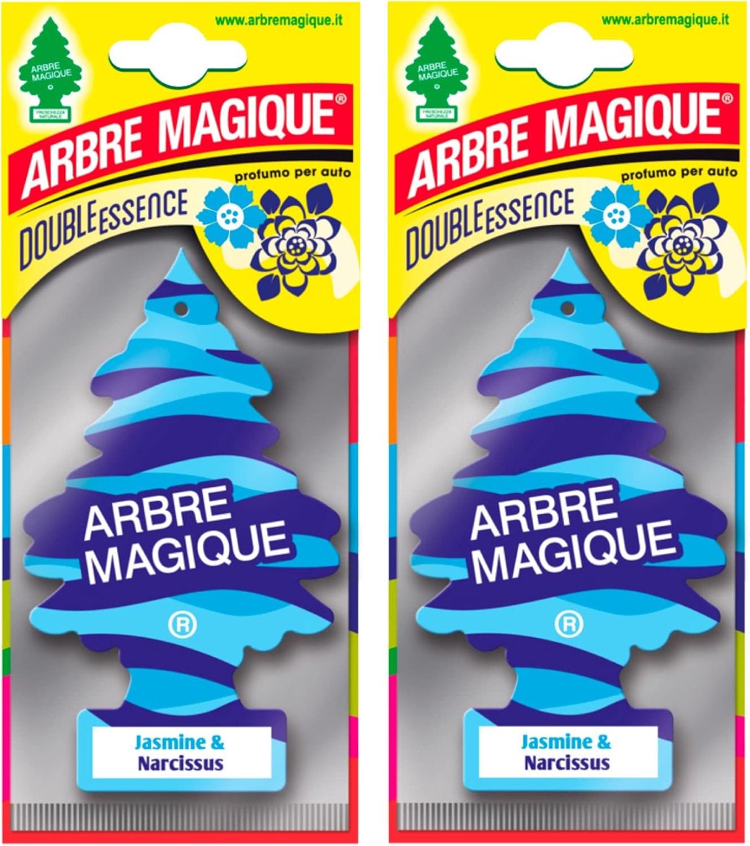 SnelShoppen - Arbre Magique Auto Geurhanger - 2x Luchtverfrisser Jasmine & Narcissus - Frisse en Zachte Geur - Tot 7 Weken Geur - Perfect voor Auto, H