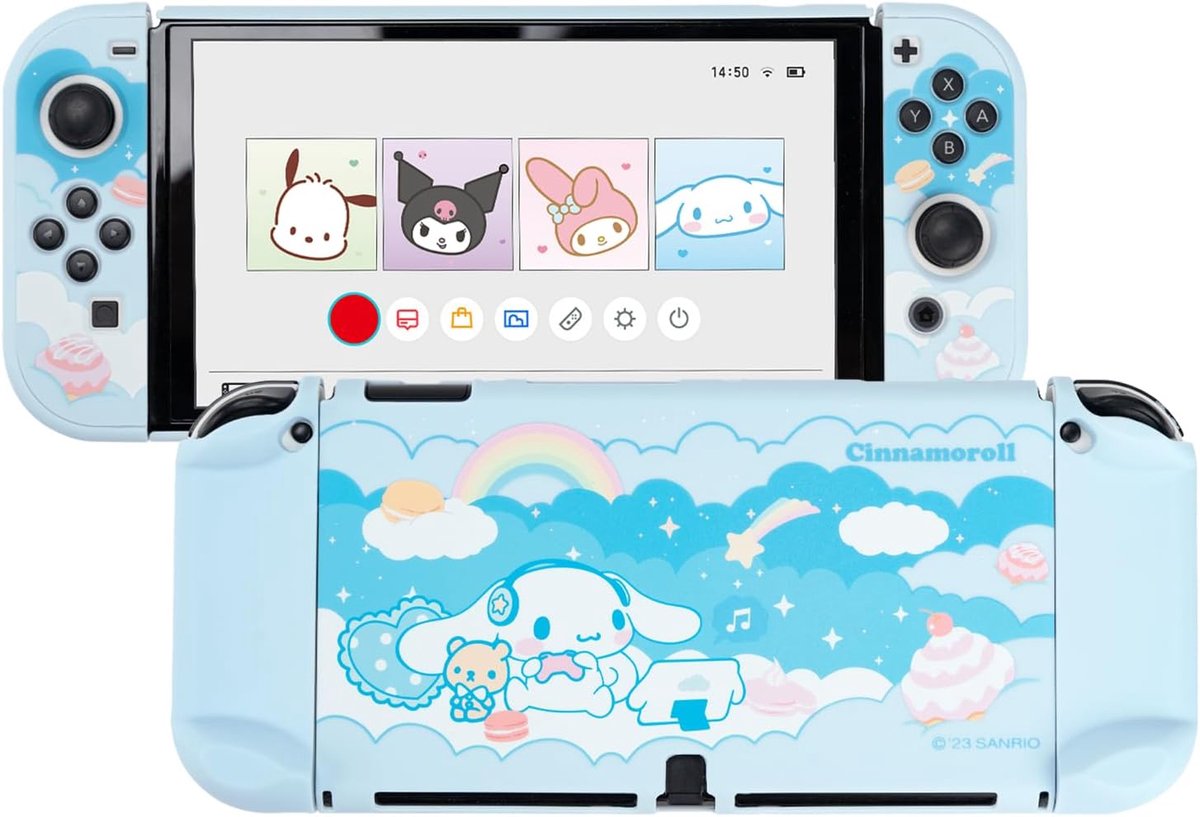 SnelShoppen - Kuitmor Switch Beschermhoes Kawaii Cartoon, Dun Hard PC Beschermcover, Geschikt voor Switch Console en Originele Controller (voor Switch
