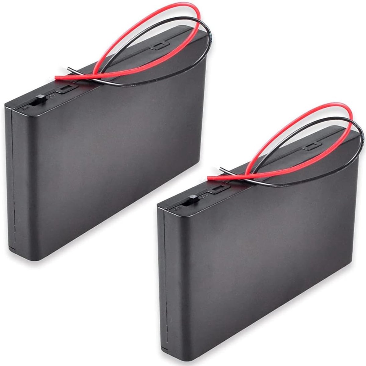SnelShoppen - 2 Stuks 12V AA Batterijhouder met Deksel en ON/OFF Schakelaar - Plastic Batterijopslag voor DIY, Elektronische Toepassingen, LED Verlich