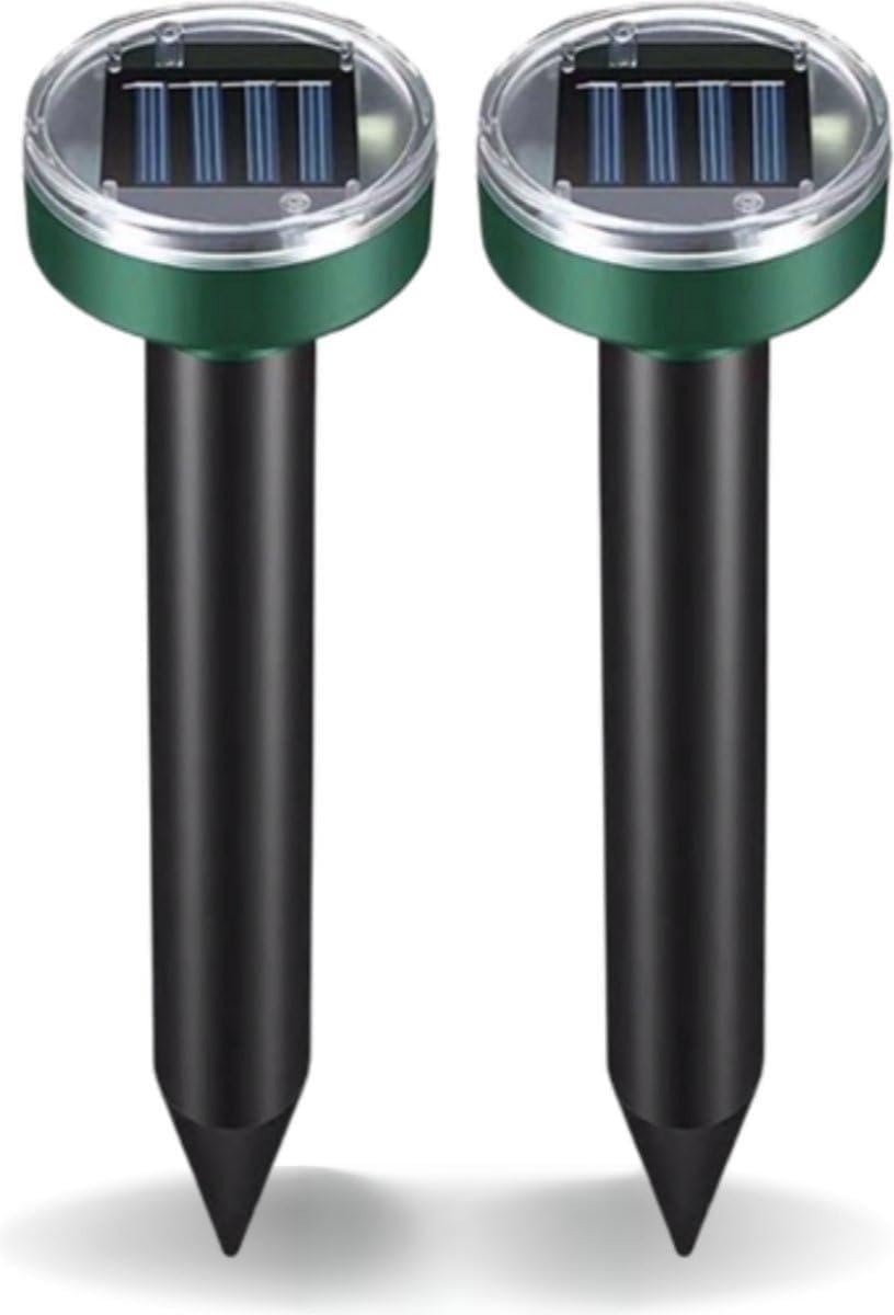 SnelShoppen - Solar Mole Repeller Ultrasonic Vibration, Dierenvriendelijke Mollenbestrijding, Waterdicht, Zonne-energie, Tot 300 m², Voor Tuin, Dieren
