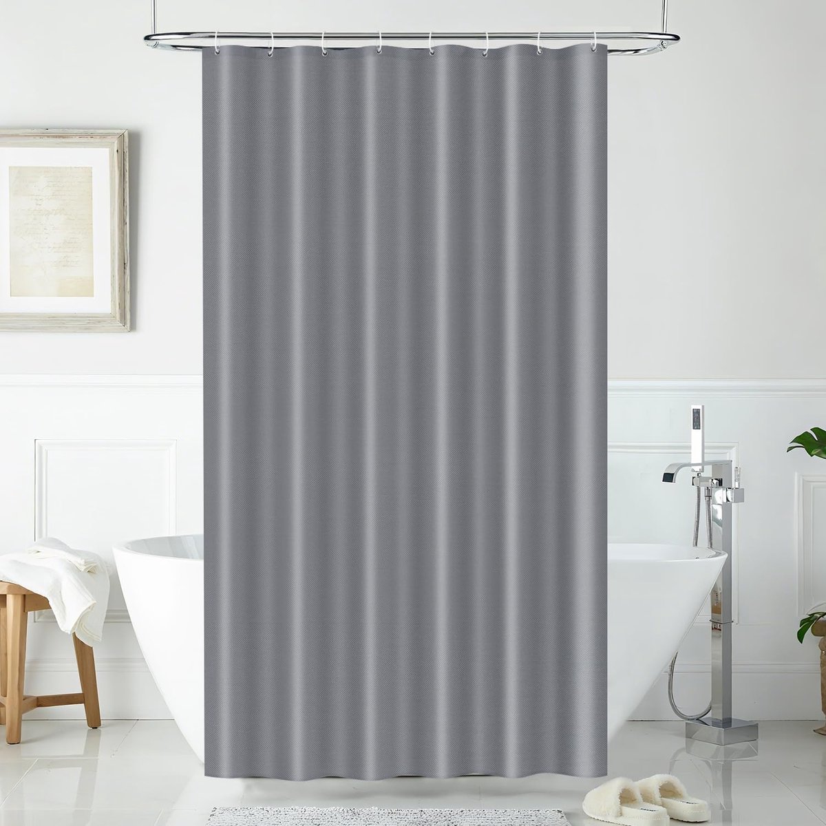 SnelShoppen - Douchegordijn 120 x 180 cm Polyester Waterdicht, Schimmelbestendig, Wasbaar met 8 Haakjes - Ideaal voor Badkamer, Douche, Modern Design
