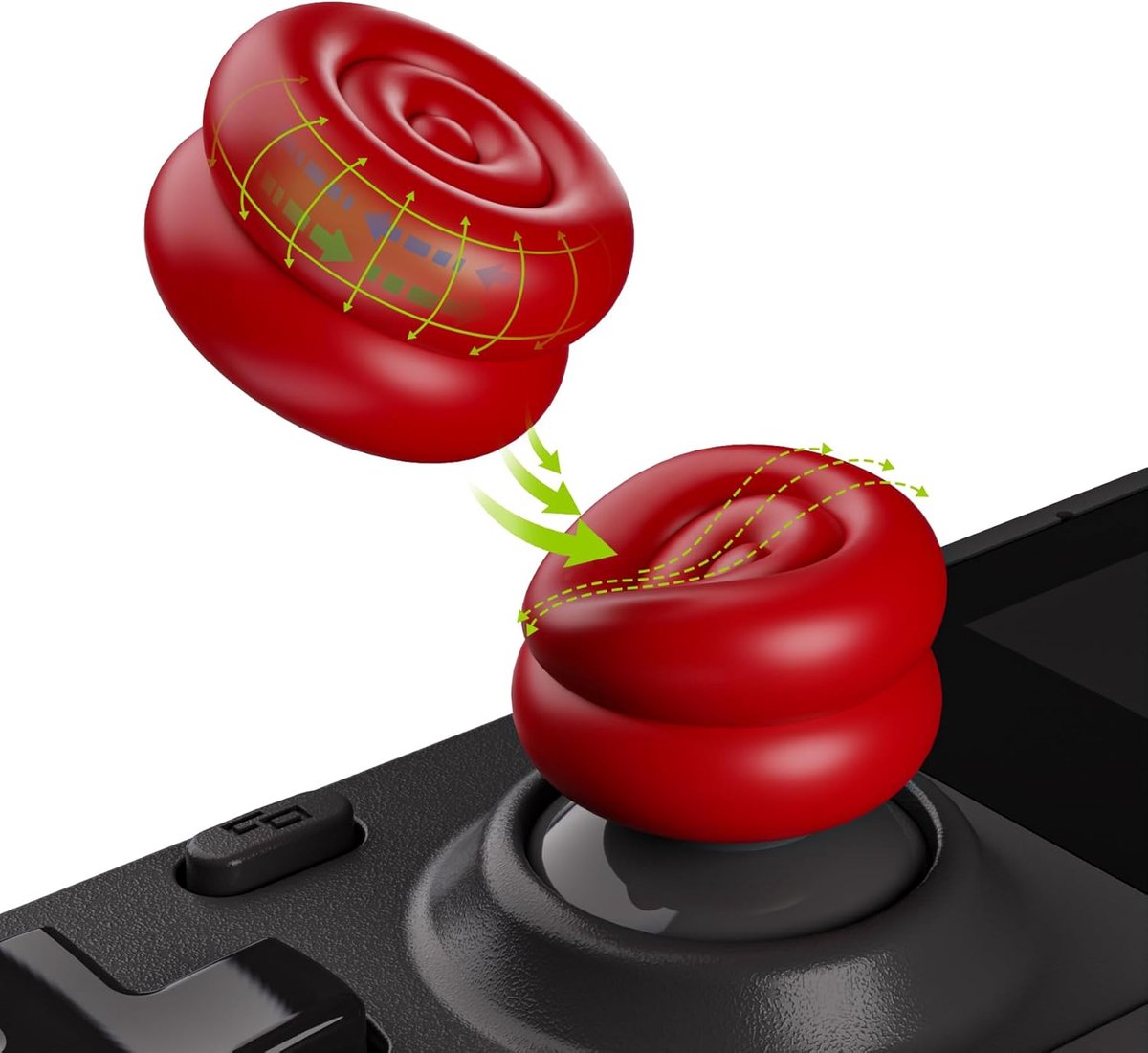 SnelShoppen - PlayVital Thumb Stick Grips voor Steam Deck OLED & LCD (4-Pack) - Silicone Joystick Caps, Non-slip, Verhoogde Bescherming, Rood voor Gam