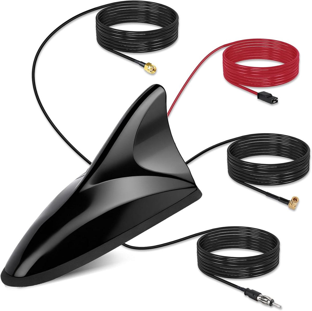 SnelShoppen - Car Antenna FM/DAB GPS Auto Radio Antenne Shark Fin met 5M Verlengkabel DIN/SMA/SMB Plug voor Auto, Vrachtwagen, RV, Navigatie en Digita