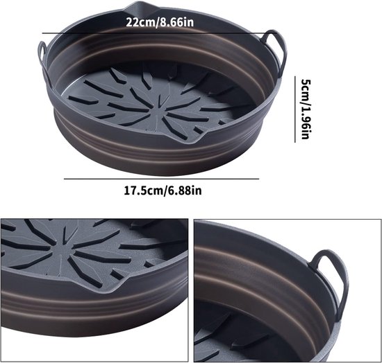 Herbruikbare Siliconen Air Fryer Liners - 2 Stuks, 7.9 Inch, Vervangbare Bakpan, Ideaal voor Gezond Koken en Bakken zonder Plakken — afbeelding 2