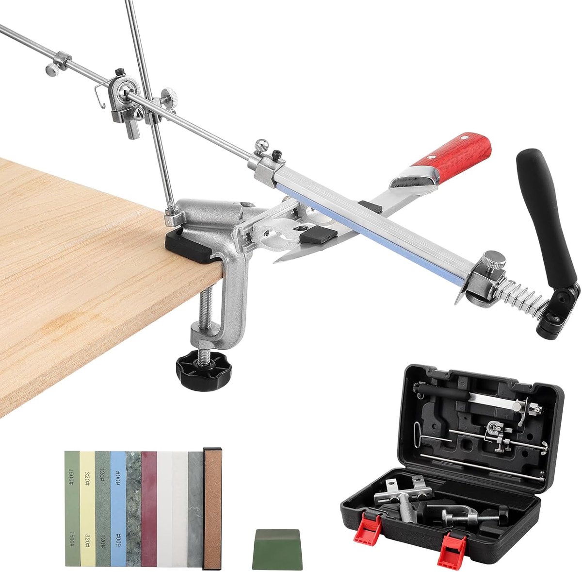 SnelShoppen - Professioneel Mes Slijp Systeem RX-009 - 360° Rotatie - Precisie Slijper met Slijpsteen - Universele Mes Klem - Keuken Gereedschap