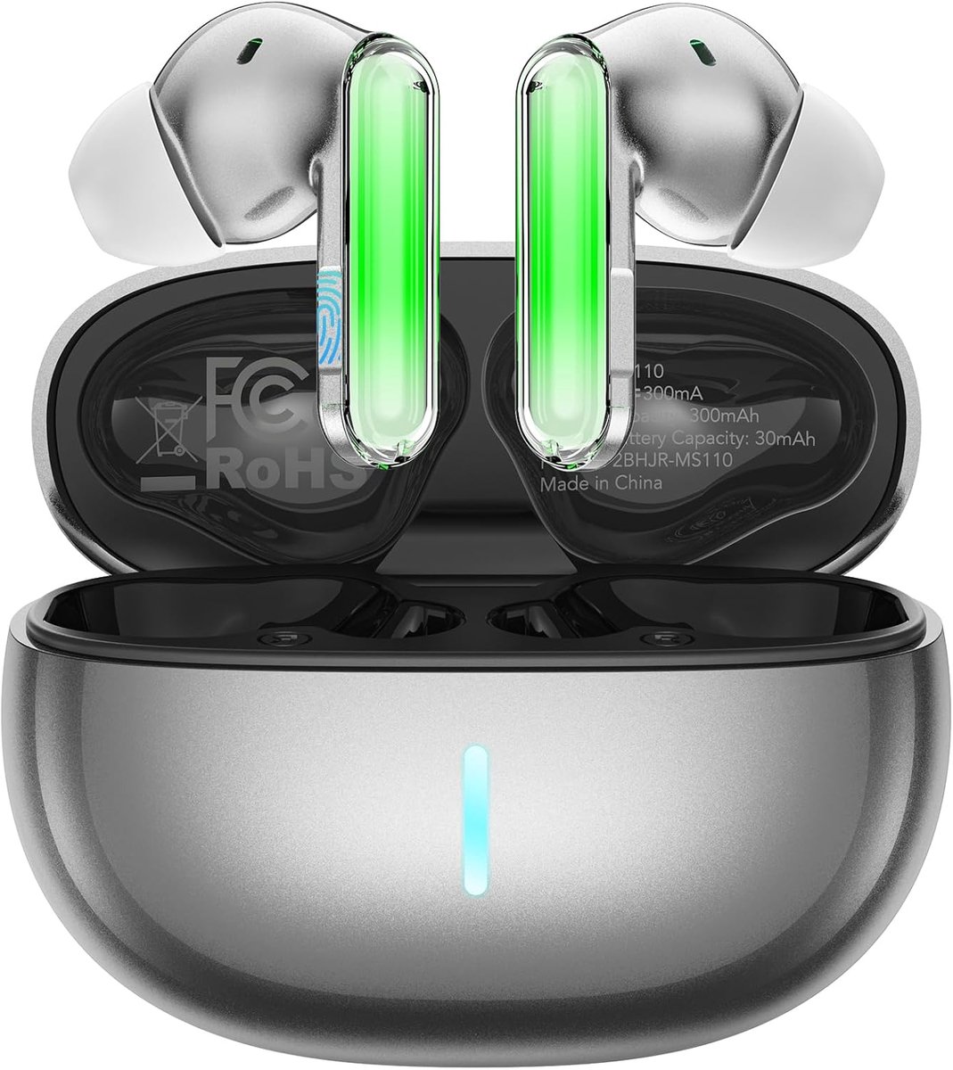 SnelShoppen - Draadloze Oordopjes MS110 met 40 Uur Speeltijd, Ai-Vertaling, Bluetooth 6.0, IPX5 Waterdicht en Actieve Ruisonderdrukking voor Telefoons