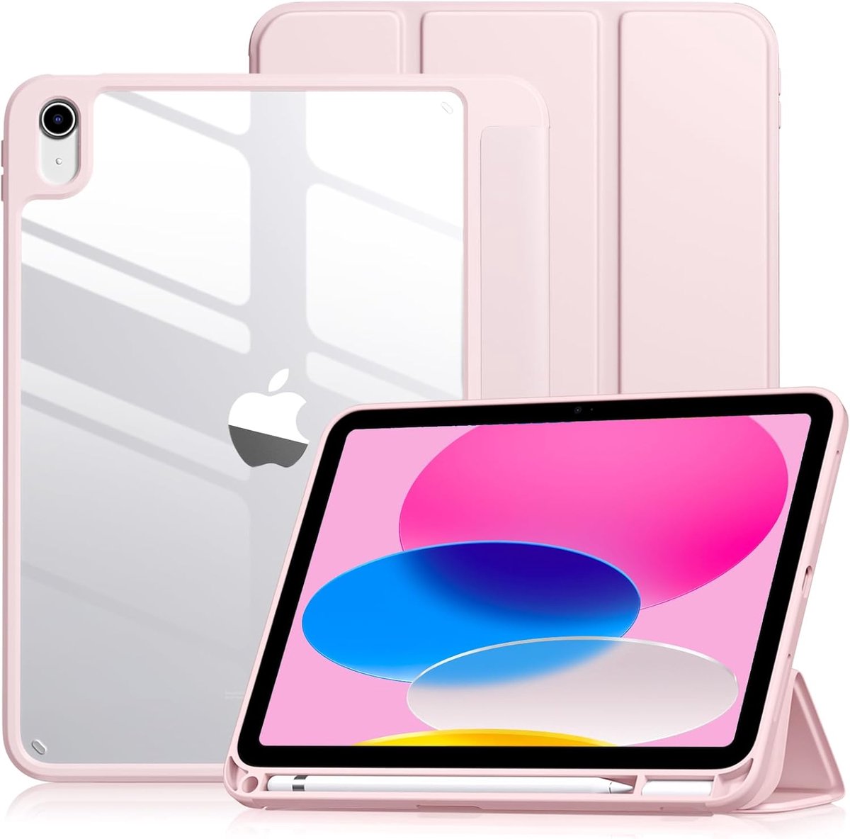 SnelShoppen - Vobafe iPad A16 11 Inch Hoes voor 11e/10e Generatie 2025/2022 met Stylus Houder, Transparante PC Achterkant, Ondersteunt Touch ID, Autom