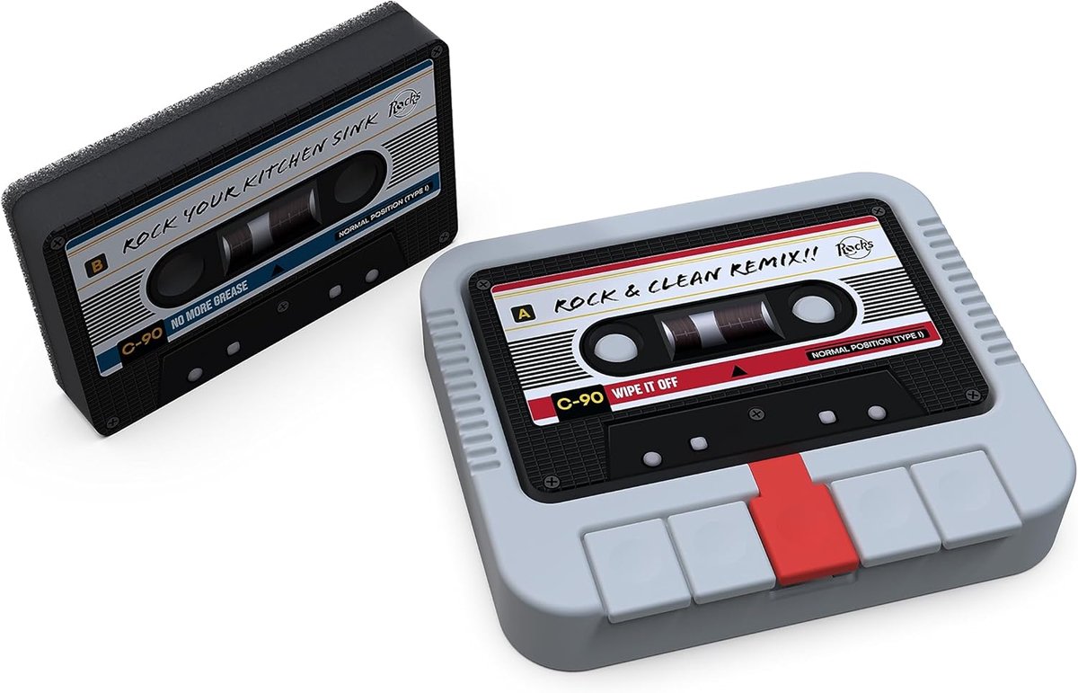 SnelShoppen - Cassette Recorder Sponge Holder - Retro Keuken Organizer voor Sponsen - Drainer voor Keuken en Badkamer - Leuk Kerst- en Verjaardagscade