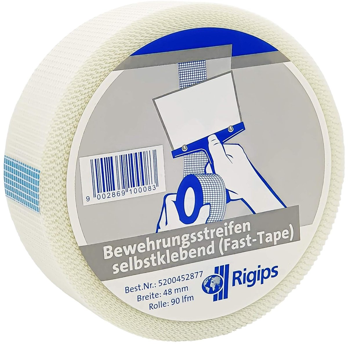SnelShoppen - Rigips Fabric Tape, Glasvezel, Zelfklevend, 48 mm x 90 m, Grote Rol, Verstevigingsstroken, Snelle Tape, Voegplaten voor Gipsplaten