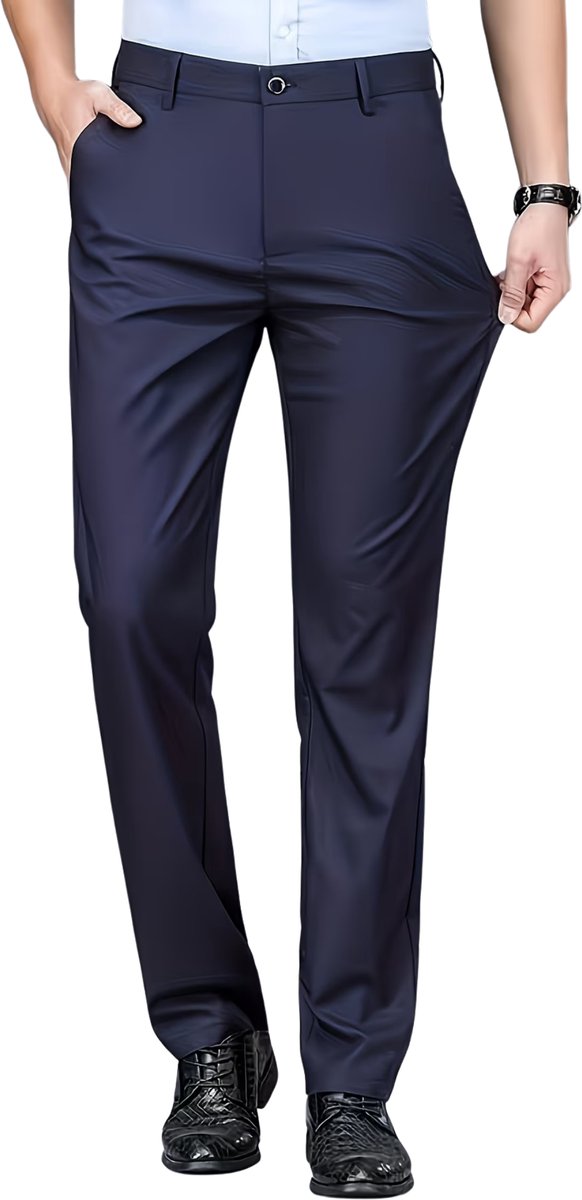 Currero Pantalon Heren Chino Regular Fit Golfbroek Nette Broek Elastische Tailleband Volwassenen XXS Diepblauw