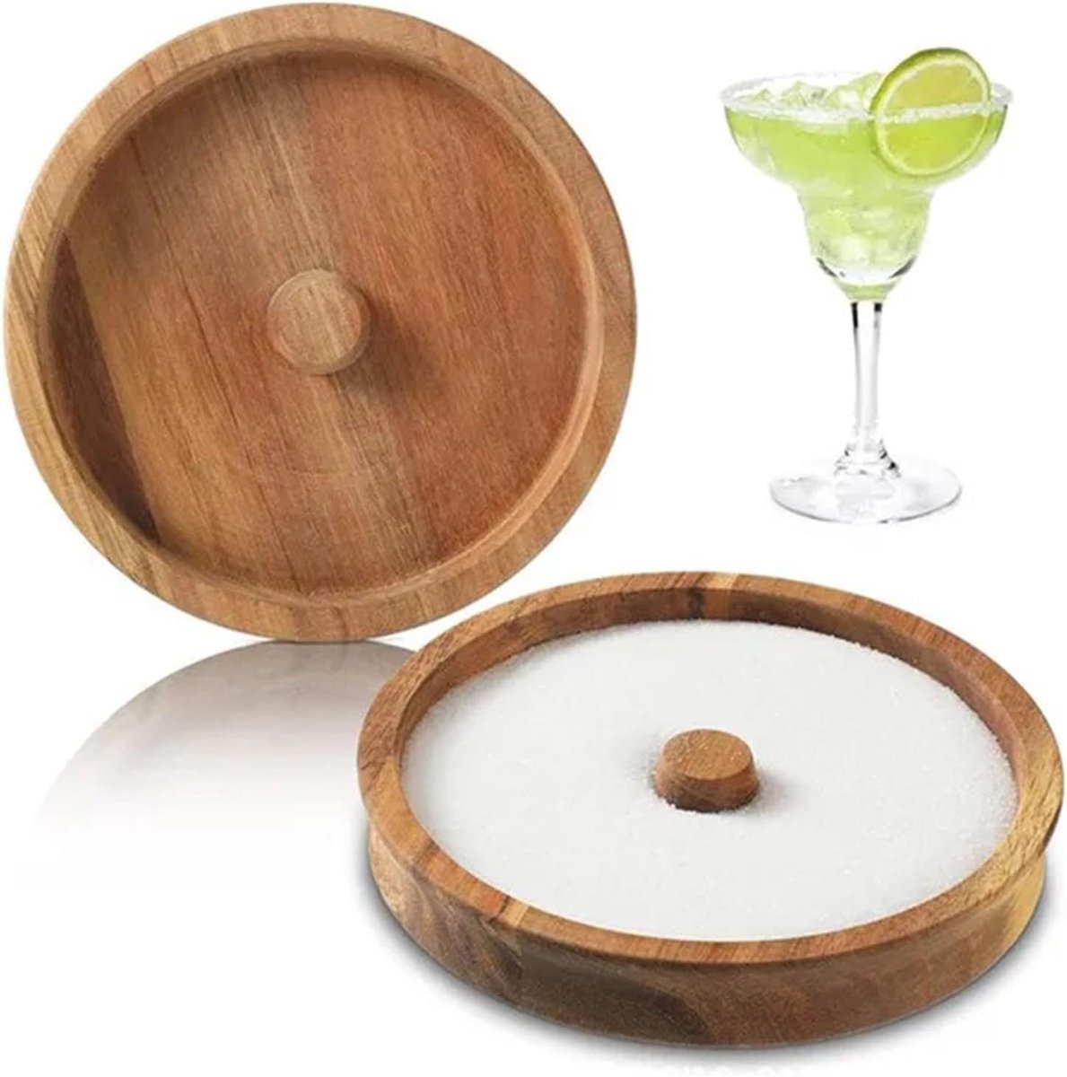 Margarita zoutrimmer - Margarita zoutsuiker cocktail rimmer -zoutrimmer voor cocktails - 14cm - multifunctionele houten zoutrimmer -draagbare suikerrimmer voor sappen, margarita, dranken