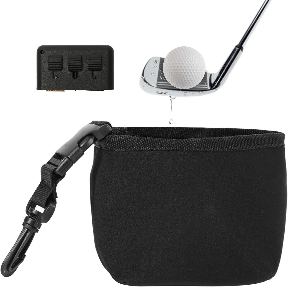 Waterdichte Schoonmaakzak voor Golfclubs en Golfballen, Draagbare Reinigingsoplossing met Borstel en Accessoires voor Golfspelers