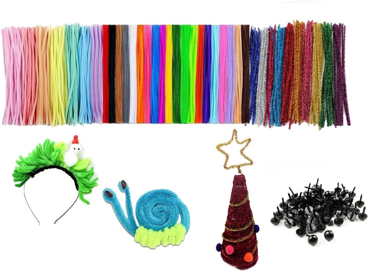 Kleurige Pijpjes Reinigers voor Creatieve Projecten, 300 Stuks, 37 Kleuren, 30 cm, Geschikt voor Bloemcreaties en DIY Kunstwerken