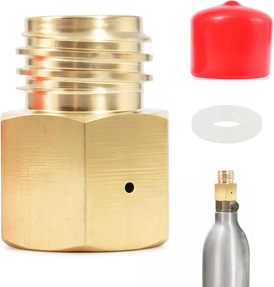 SnelShoppen - CO2 Adapter TR21-4 voor Cube Tank TR21-3 - Veilig, Duurzaam, Goede Afsluiting, Messing Cilinder - Conversie Adapter voor CO2 Flessen