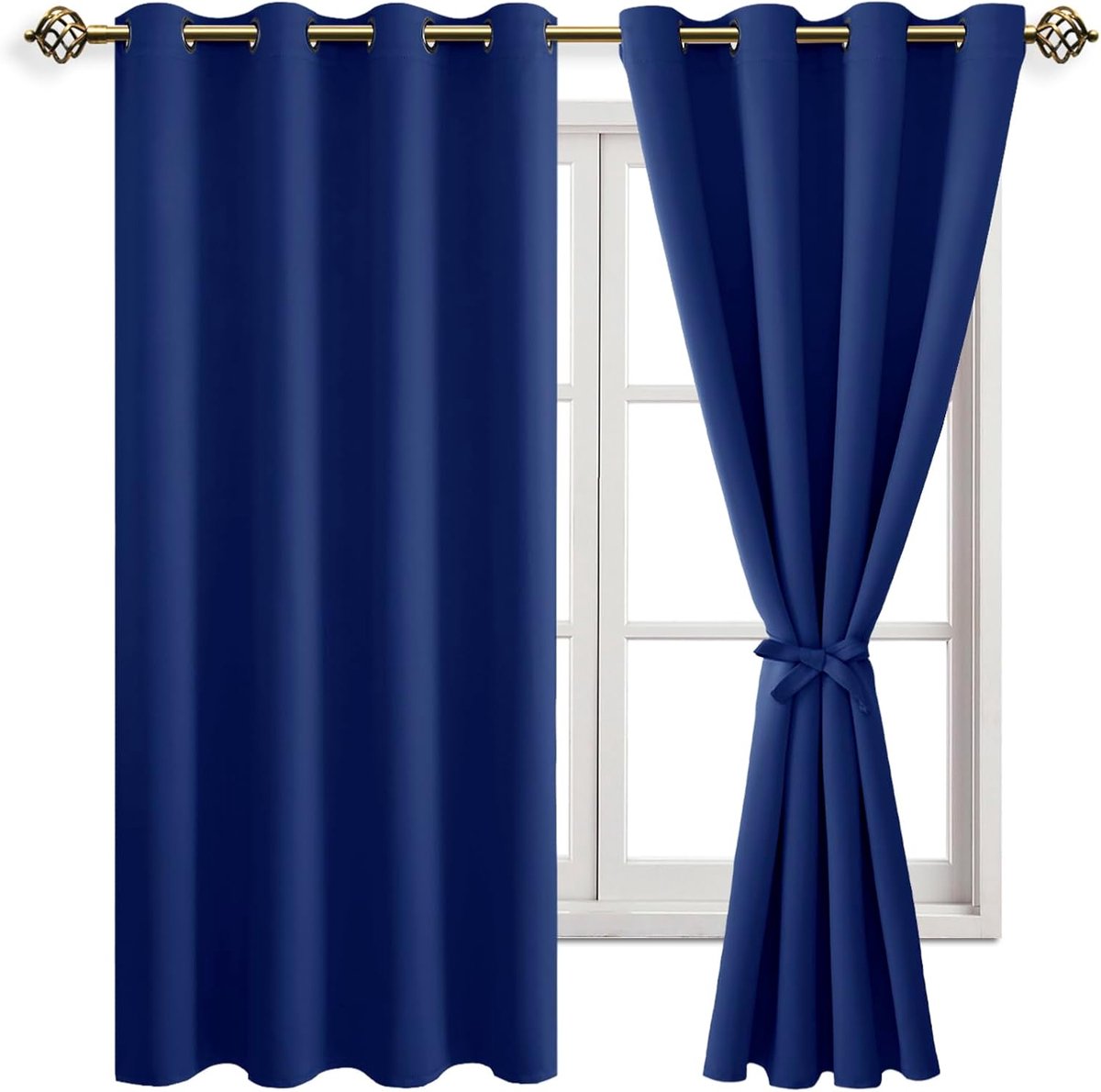 SnelShoppen - JIUZHEN Blackout Gordijnen - Ooglet Gordijnen voor Slaapkamer en Woonkamer - Koninklijk Blauw - 2 Stuks - 175 x 140 cm - Lichtdicht en D