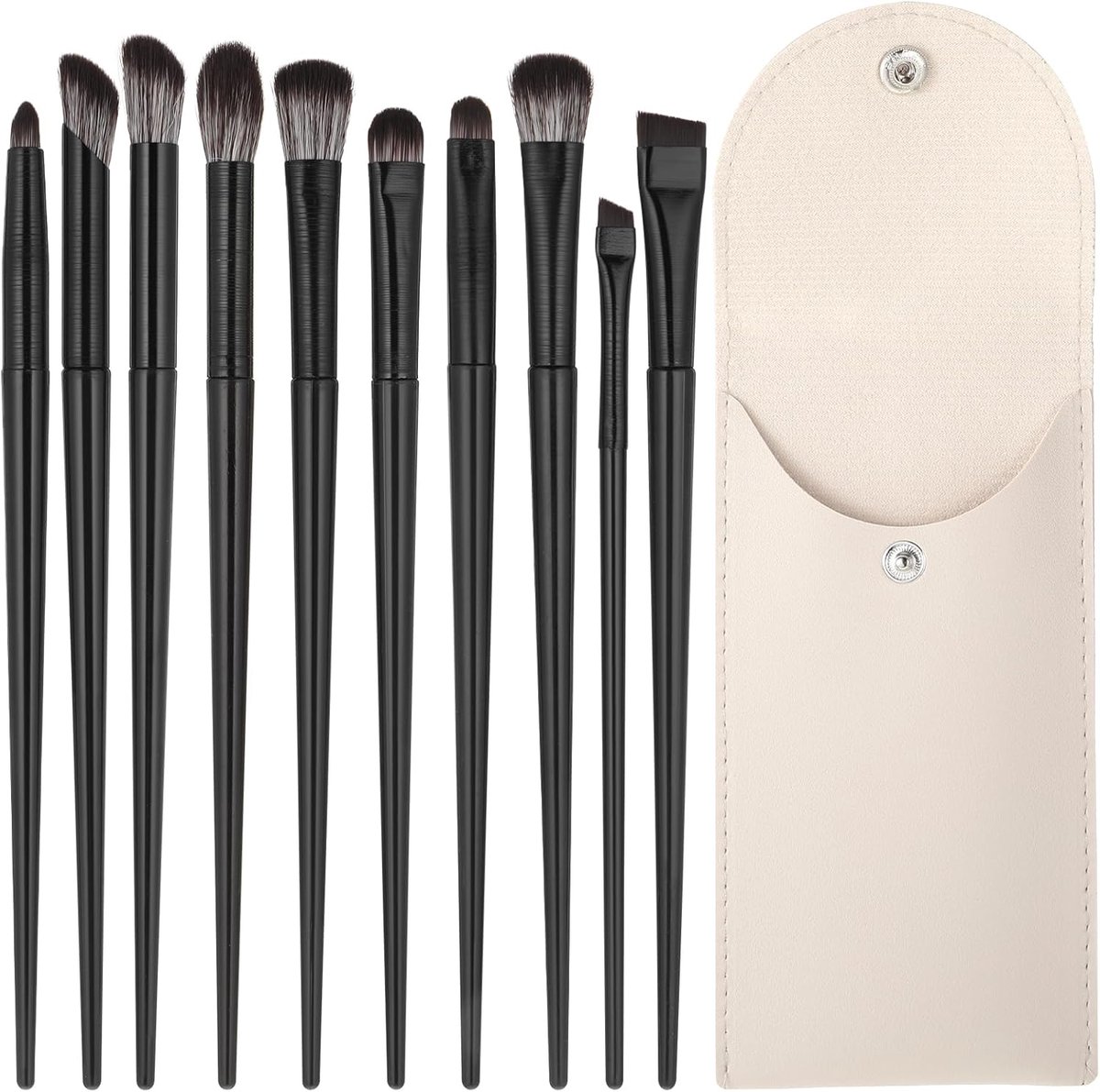 SnelShoppen - 10-delige Oogschaduwkwastenset met Make-uptas - Professionele Make-upkwasten voor Oogschaduw, Highlighter, Rouge en Foundation - Ideaal