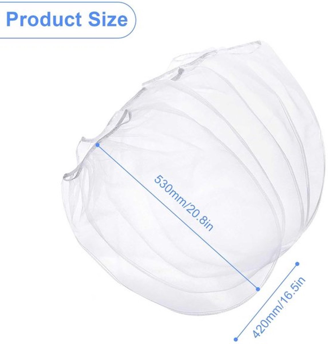 Filterzak 5 Gallon - Fijnmazig Design - Elastische Opening - Herbruikbaar - Polyester - 530 x 420 mm - Zeef