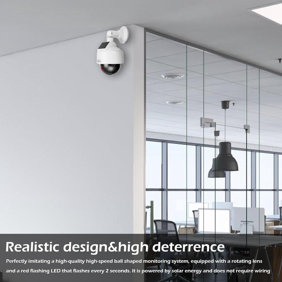 SnelShoppen - Dummy Speed Dome Camera met Solar Power - Nep Bewakingscamera met Rode Flits LED - Waterdicht voor Binnen en Buiten Gebruik