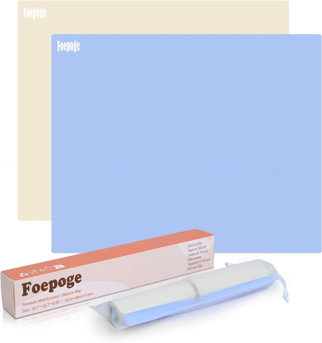 SnelShoppen - Silicone Craft Mat 40 x 50 cm, Blauw/Beige, Creatief Werken, Knutselen, Hobby, Keuken, Non-stick, Duurzaam, Vlekbestendig