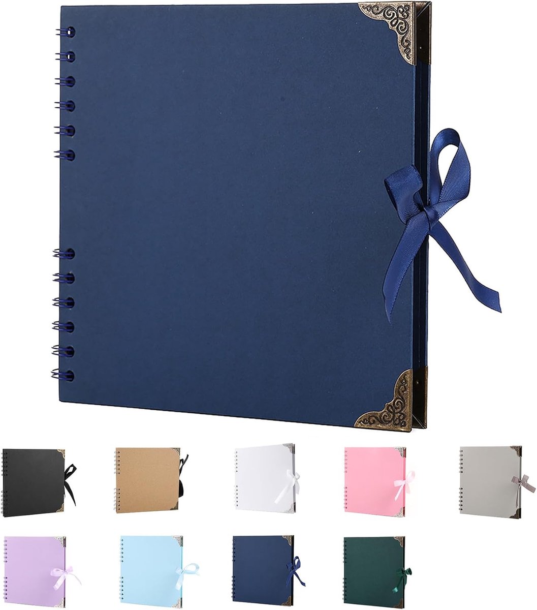 SnelShoppen - Photo Album Scrapbooking 60 Pagina's 20.5 x 20.5 cm Donkerblauw, Fotoboek voor Familie, Trouwen, Kerst, Reizen, Hoogwaardige Hard Cover